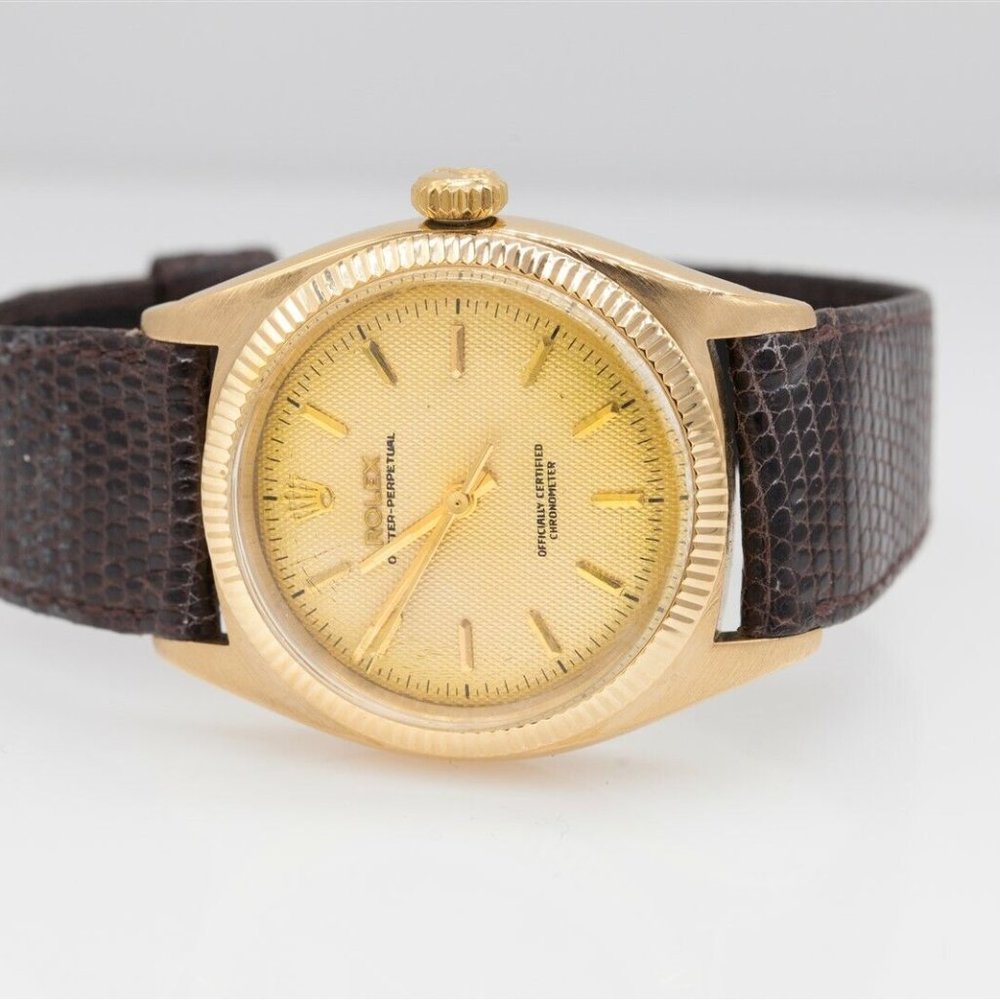 Rare! Men's Factory 34mm 18k Yellow Gold Watch
